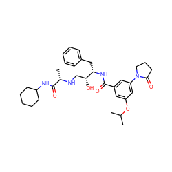 CC(C)Oc1cc(C(=O)N[C@@H](Cc2ccccc2)[C@H](O)CN[C@@H](C)C(=O)NC2CCCCC2)cc(N2CCCC2=O)c1 ZINC000029128348