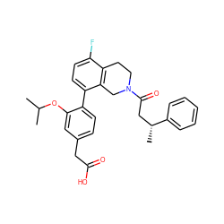 CC(C)Oc1cc(CC(=O)O)ccc1-c1ccc(F)c2c1CN(C(=O)C[C@@H](C)c1ccccc1)CC2 ZINC000144058846