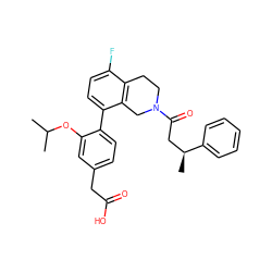 CC(C)Oc1cc(CC(=O)O)ccc1-c1ccc(F)c2c1CN(C(=O)C[C@H](C)c1ccccc1)CC2 ZINC000144058629