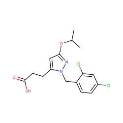 CC(C)Oc1cc(CCC(=O)O)n(Cc2ccc(Cl)cc2Cl)n1 ZINC000073224593