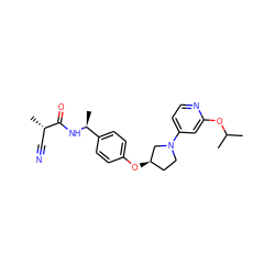 CC(C)Oc1cc(N2CC[C@@H](Oc3ccc([C@H](C)NC(=O)[C@@H](C)C#N)cc3)C2)ccn1 ZINC000169709436