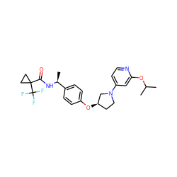 CC(C)Oc1cc(N2CC[C@@H](Oc3ccc([C@H](C)NC(=O)C4(C(F)(F)F)CC4)cc3)C2)ccn1 ZINC000169709422