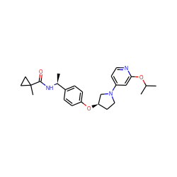 CC(C)Oc1cc(N2CC[C@@H](Oc3ccc([C@H](C)NC(=O)C4(C)CC4)cc3)C2)ccn1 ZINC000169709432