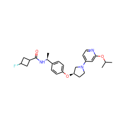 CC(C)Oc1cc(N2CC[C@@H](Oc3ccc([C@H](C)NC(=O)C4CC(F)C4)cc3)C2)ccn1 ZINC000169709411