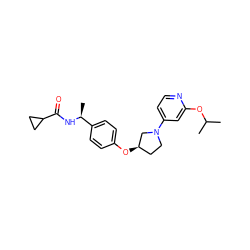 CC(C)Oc1cc(N2CC[C@@H](Oc3ccc([C@H](C)NC(=O)C4CC4)cc3)C2)ccn1 ZINC000169709391