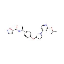 CC(C)Oc1cc(N2CC[C@@H](Oc3ccc([C@H](C)NC(=O)c4ccno4)cc3)C2)ccn1 ZINC000169709403