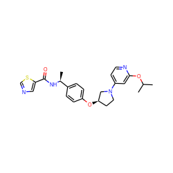 CC(C)Oc1cc(N2CC[C@@H](Oc3ccc([C@H](C)NC(=O)c4cncs4)cc3)C2)ccn1 ZINC000169709438