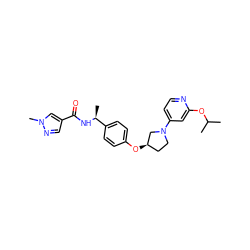 CC(C)Oc1cc(N2CC[C@@H](Oc3ccc([C@H](C)NC(=O)c4cnn(C)c4)cc3)C2)ccn1 ZINC000169709393