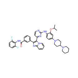 CC(C)Oc1cc(N2CCC(N3CCCCC3)CC2)ccc1Nc1nccc(-c2c(-c3cccc(C(=O)Nc4c(F)cccc4F)c3)nc3ccccn23)n1 ZINC000165086887