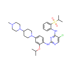 CC(C)Oc1cc(N2CCC(N3CCN(C)CC3)CC2)ccc1Nc1ncc(Cl)c(Nc2ccccc2S(=O)(=O)C(C)C)n1 ZINC000096272779