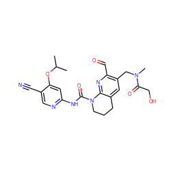 CC(C)Oc1cc(NC(=O)N2CCCc3cc(CN(C)C(=O)CO)c(C=O)nc32)ncc1C#N ZINC001772618827