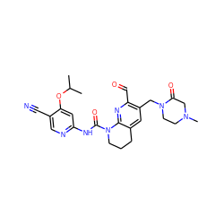 CC(C)Oc1cc(NC(=O)N2CCCc3cc(CN4CCN(C)CC4=O)c(C=O)nc32)ncc1C#N ZINC001772618162