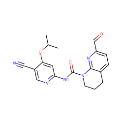 CC(C)Oc1cc(NC(=O)N2CCCc3ccc(C=O)nc32)ncc1C#N ZINC001772612512