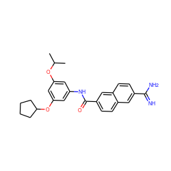 CC(C)Oc1cc(NC(=O)c2ccc3cc(C(=N)N)ccc3c2)cc(OC2CCCC2)c1 ZINC000013532814