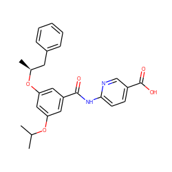 CC(C)Oc1cc(O[C@@H](C)Cc2ccccc2)cc(C(=O)Nc2ccc(C(=O)O)cn2)c1 ZINC000038156638