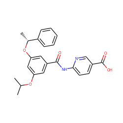 CC(C)Oc1cc(O[C@H](C)c2ccccc2)cc(C(=O)Nc2ccc(C(=O)O)cn2)c1 ZINC000038156641