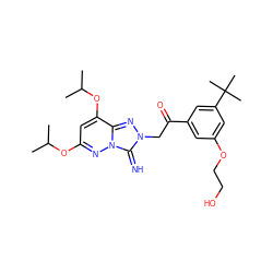 CC(C)Oc1cc(OC(C)C)c2nn(CC(=O)c3cc(OCCO)cc(C(C)(C)C)c3)c(=N)n2n1 ZINC000116061232