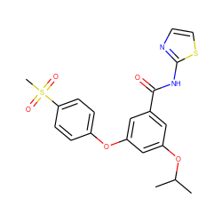 CC(C)Oc1cc(Oc2ccc(S(C)(=O)=O)cc2)cc(C(=O)Nc2nccs2)c1 ZINC000013982953