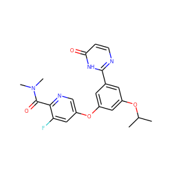 CC(C)Oc1cc(Oc2cnc(C(=O)N(C)C)c(F)c2)cc(-c2nccc(=O)[nH]2)c1 ZINC000096273782