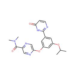 CC(C)Oc1cc(Oc2cnc(C(=O)N(C)C)cn2)cc(-c2nccc(=O)[nH]2)c1 ZINC000096273778