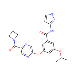 CC(C)Oc1cc(Oc2cnc(C(=O)N3CCC3)cn2)cc(C(=O)Nc2cc[nH]n2)c1 ZINC000116014014