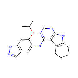 CC(C)Oc1cc2[nH]ncc2cc1Nc1ncnc2[nH]c3c(c12)CCCC3 ZINC000142093849