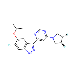 CC(C)Oc1cc2c(-c3cc(N4C[C@H](F)[C@@H](F)C4)ncn3)n[nH]c2cc1F ZINC000221265421