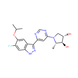 CC(C)Oc1cc2c(-c3cc(N4C[C@H](O)[C@@H](O)[C@@H]4C)ncn3)n[nH]c2cc1F ZINC000225542366