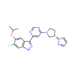 CC(C)Oc1cc2c(-c3cc(N4CC[C@H](n5cccn5)C4)ncn3)n[nH]c2cc1F ZINC000225558481