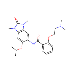 CC(C)Oc1cc2c(cc1NC(=O)c1ccccc1OCCN(C)C)n(C)c(=O)n2C ZINC000653822669