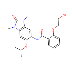 CC(C)Oc1cc2c(cc1NC(=O)c1ccccc1OCCO)n(C)c(=O)n2C ZINC000653833355