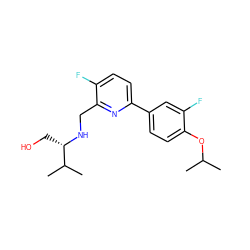 CC(C)Oc1ccc(-c2ccc(F)c(CN[C@@H](CO)C(C)C)n2)cc1F ZINC000204408898