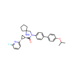 CC(C)Oc1ccc(-c2ccc(N(CC3(N)CCCC3)C(=O)[C@@H]3C[C@H]3c3cccc(F)n3)cc2)cc1 ZINC000072316701