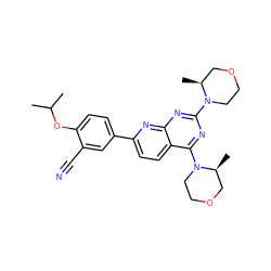 CC(C)Oc1ccc(-c2ccc3c(N4CCOC[C@@H]4C)nc(N4CCOC[C@@H]4C)nc3n2)cc1C#N ZINC000113719392