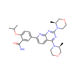 CC(C)Oc1ccc(-c2ccc3c(N4CCOC[C@@H]4C)nc(N4CCOC[C@@H]4C)nc3n2)cc1C(N)=O ZINC000113718286