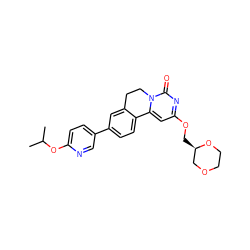 CC(C)Oc1ccc(-c2ccc3c(c2)CCn2c-3cc(OC[C@@H]3COCCO3)nc2=O)cn1 ZINC000142939164