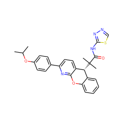 CC(C)Oc1ccc(-c2ccc3c(n2)Oc2ccccc2[C@H]3C(C)(C)C(=O)Nc2nncs2)cc1 ZINC000073139670