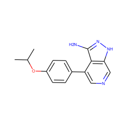 CC(C)Oc1ccc(-c2cncc3[nH]nc(N)c23)cc1 ZINC000204812305