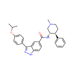 CC(C)Oc1ccc(-c2n[nH]c3ccc(C(=O)N[C@@H]4CN(C)CC[C@H]4c4ccccc4)cc23)cc1 ZINC000205011062