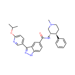 CC(C)Oc1ccc(-c2n[nH]c3ccc(C(=O)N[C@@H]4CN(C)CC[C@H]4c4ccccc4)cc23)cn1 ZINC000147014552