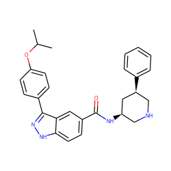 CC(C)Oc1ccc(-c2n[nH]c3ccc(C(=O)N[C@@H]4CNC[C@H](c5ccccc5)C4)cc23)cc1 ZINC000205011403