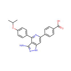 CC(C)Oc1ccc(-c2nc(-c3ccc(C(=O)O)cc3)cc3[nH]nc(N)c23)cc1 ZINC000204818120