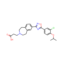 CC(C)Oc1ccc(-c2nc(-c3ccc4c(c3)CCN(CCC(=O)O)CC4)no2)cc1Cl ZINC000043206422