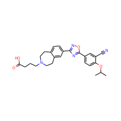 CC(C)Oc1ccc(-c2nc(-c3ccc4c(c3)CCN(CCCC(=O)O)CC4)no2)cc1C#N ZINC000043206418