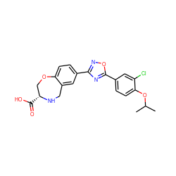 CC(C)Oc1ccc(-c2nc(-c3ccc4c(c3)CN[C@H](C(=O)O)CO4)no2)cc1Cl ZINC000139603956