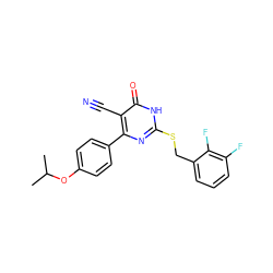 CC(C)Oc1ccc(-c2nc(SCc3cccc(F)c3F)[nH]c(=O)c2C#N)cc1 ZINC000147246455