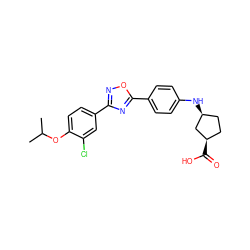 CC(C)Oc1ccc(-c2noc(-c3ccc(N[C@H]4CC[C@@H](C(=O)O)C4)cc3)n2)cc1Cl ZINC000043196710