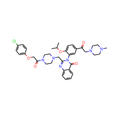 CC(C)Oc1ccc(C(=O)CN2CCN(C)CC2)cc1-n1c(CN2CCN(C(=O)COc3ccc(Cl)cc3)CC2)nc2ccccc2c1=O ZINC000473145666