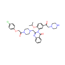 CC(C)Oc1ccc(C(=O)CN2CCNCC2)cc1-n1c(CN2CCN(C(=O)COc3ccc(Cl)cc3)CC2)nc2ccccc2c1=O ZINC000473152281