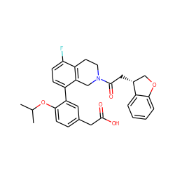 CC(C)Oc1ccc(CC(=O)O)cc1-c1ccc(F)c2c1CN(C(=O)C[C@@H]1COc3ccccc31)CC2 ZINC000144243017